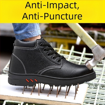 Pantofi de protecție cu gambă înaltă, căptuți cu fleece, vârf din oțel — rezistenți la perforare, la impact