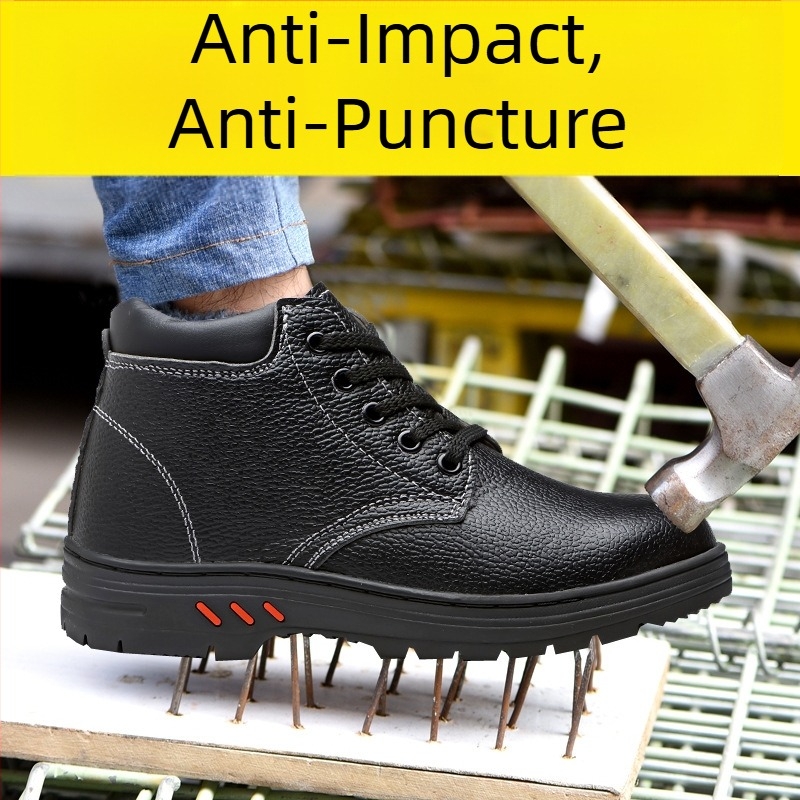 Pantofi de protecție cu gambă înaltă, căptuți cu fleece, vârf din oțel — rezistenți la perforare, la impact