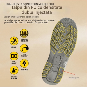 Pantofi de protecție pentru muncă, cu șold mediu, antistatice, rezistenți la ulei, anti-perforație, vârf din oțel