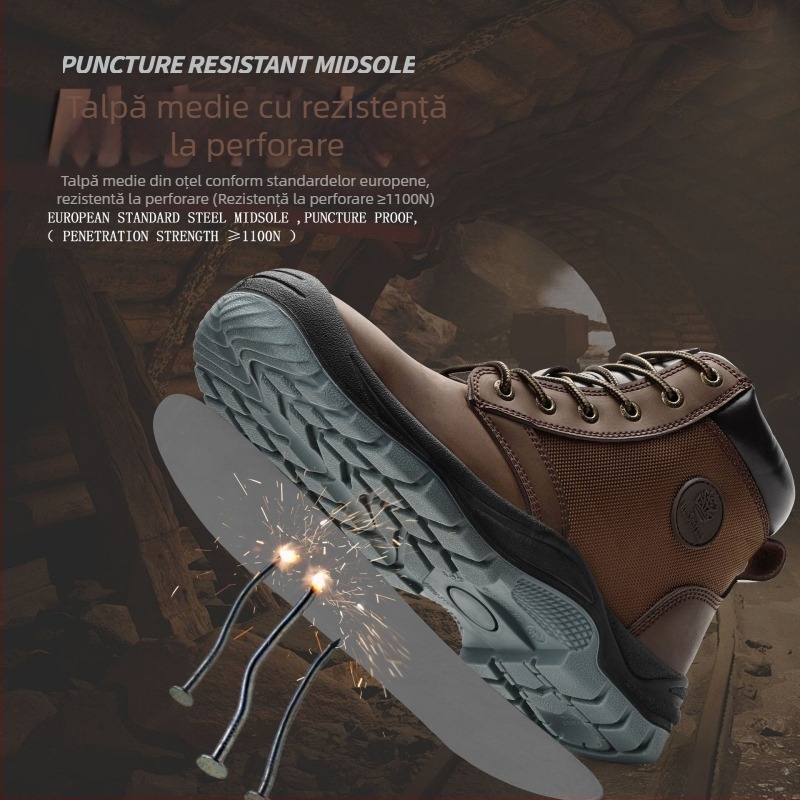 Pantofi de protecție pentru muncă, cu șold mediu, antistatice, rezistenți la ulei, anti-perforație, vârf din oțel