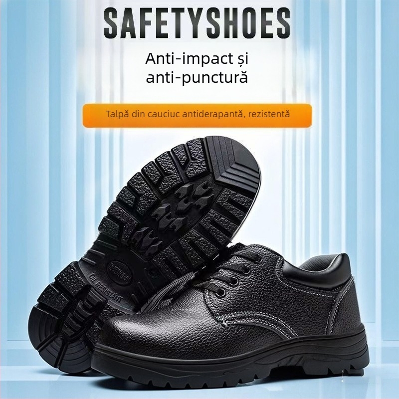 Pantofi de protecție cu talpă joasă, piele microfibră, vârf din oțel, anti-șoc și anti-perforație