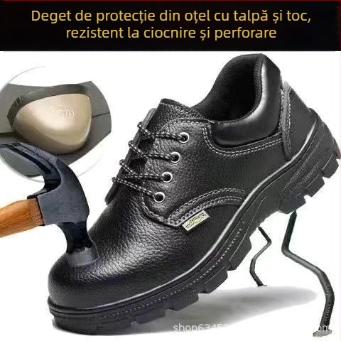 Pantofi de protecție pentru muncă cu vârf din oțel, design low-top, Microfiber Leather; Rezistenți la uzură, anti-perforație, anti-șoc, rezistenți la căldură, anti-derapare
