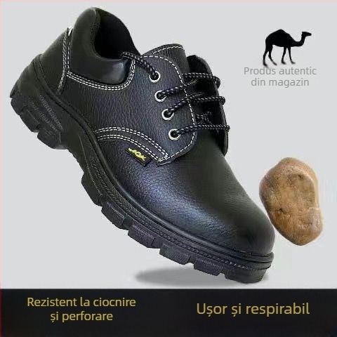 Pantofi de protecție pentru muncă cu vârf din oțel, design low-top, Microfiber Leather; Rezistenți la uzură, anti-perforație, anti-șoc, rezistenți la căldură, anti-derapare