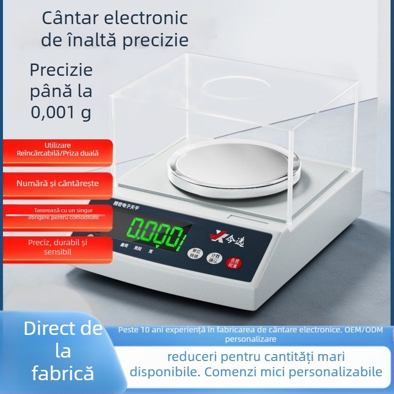 Balanță electronică de laborator TB001, precizie 0,001 g, capacitate 10 kg, cântărire minimă 0,2 g, afișaj 0,1 g