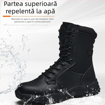 Ghete de lucru înalte pentru exterior, cu protecție anti-derapare, anti-perforație și anti-șoc, piele microfibră, vârf din oțel