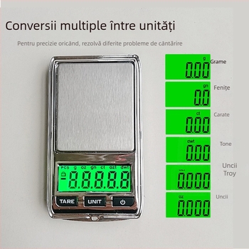 DS-22 Cântar electronic de bijuterii, înaltă precizie, 200 g/0.01 g, alimentare cu baterie 1x2032
