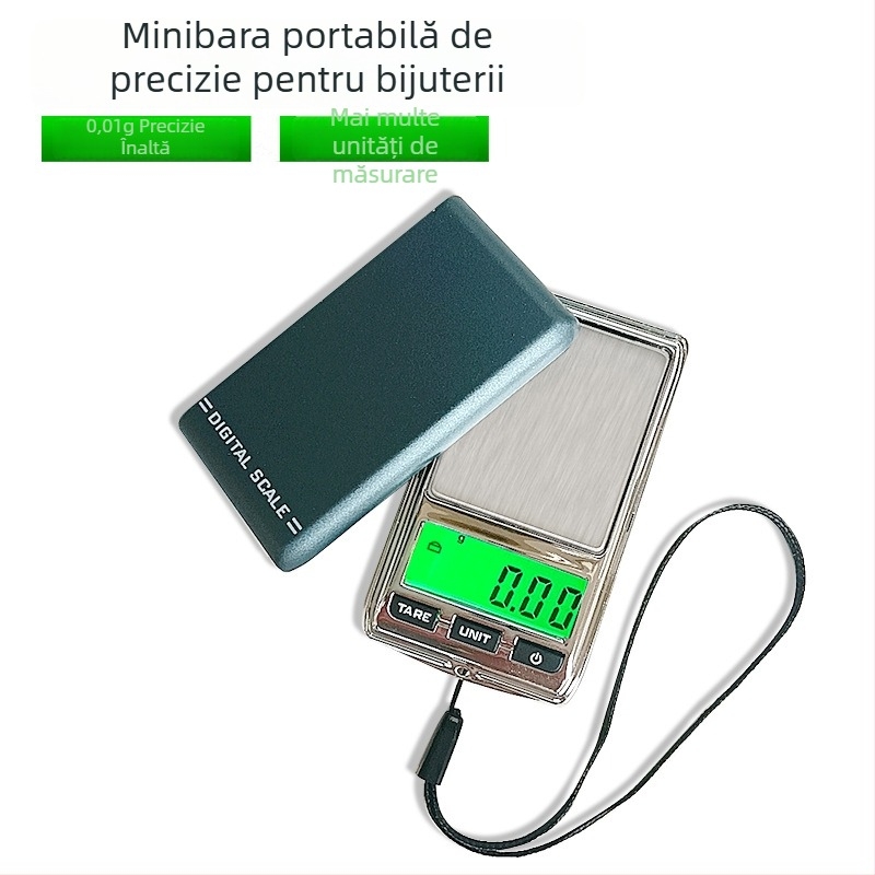 DS-22 Cântar electronic de bijuterii, înaltă precizie, 200 g/0.01 g, alimentare cu baterie 1x2032