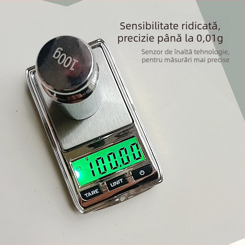 DS-22 Cântar electronic de bijuterii, înaltă precizie, 200 g/0.01 g, alimentare cu baterie 1x2032