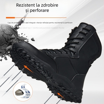 Ghete de lucru cu înălțime înaltă, rezistente la zgârieturi, perforații, antistatice, impermeabile, vârf din oțel