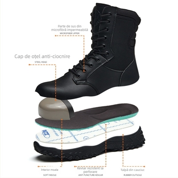 Ghete de lucru cu înălțime înaltă, rezistente la zgârieturi, perforații, antistatice, impermeabile, vârf din oțel