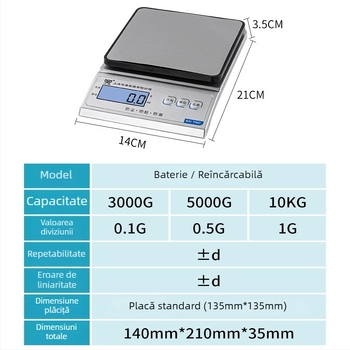 Balanță de analiză de laborator 0,01 g precizie, capacitate 0-3 kg, alimentare AC/DC, model OCS