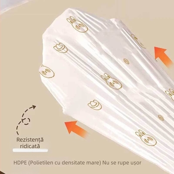 Saci de gunoi cu șiret, PE, set de 15, reutilizabile, închidere automată