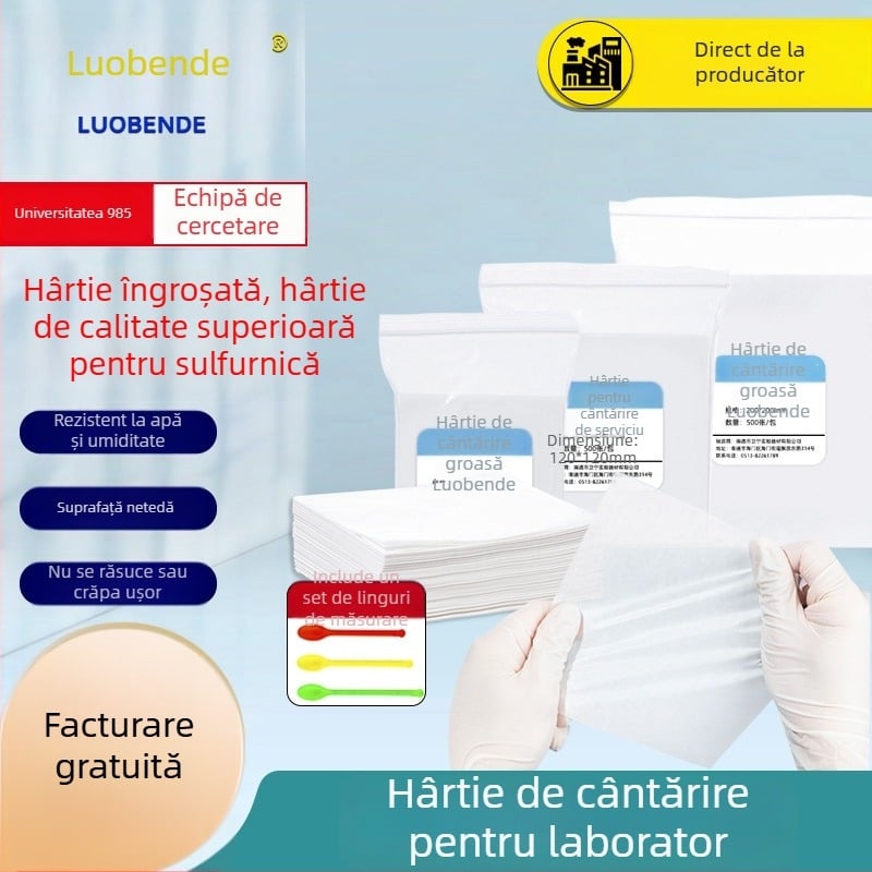 Robende Hârtie de cântărire pentru laborator – îngroșată, hârtie pentru acid sulfuric, finisaj lucios, Premium, Fabricată de Nantong Weining Experimental Equipment Co., Ltd