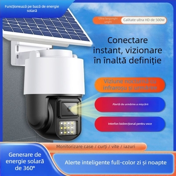 AOV Cameră alimentată cu energie solară, acoperire 360°, zi/noapte, înregistrare pe toată ziua, standby ultra-lung