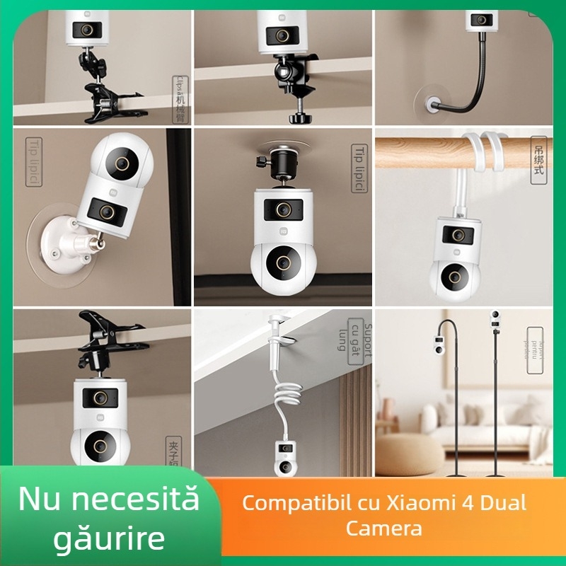Suport de perete pentru cameră de supraveghere, rotire 360° pentru placă de bază duală; material: hardware; prelucrare suprafață: injecție; origine: Jieyang, Guangdong