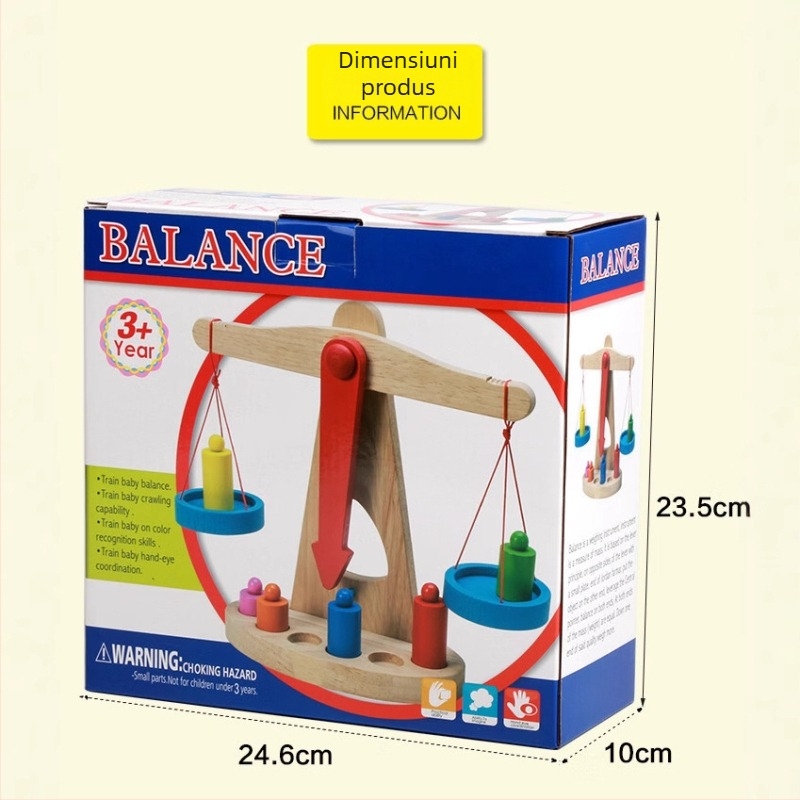 Jucărie balanță din lemn Montessori pentru educație timpurie, copii 4–6 ani, dezvoltă coordonarea mână-ochi și interacțiunea părinte-copil