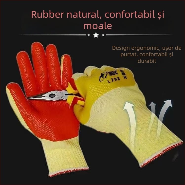 Mănuși de protecție pentru muncă Star Universe L298 din latex, impermeabile, anti-alunecare, rezistente la uzură, respirabile