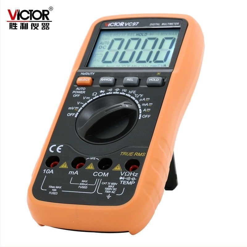 Victor VC97 multimetr digital cu afișaj iluminat, interval automat, RMS real, frecvență și capacitate