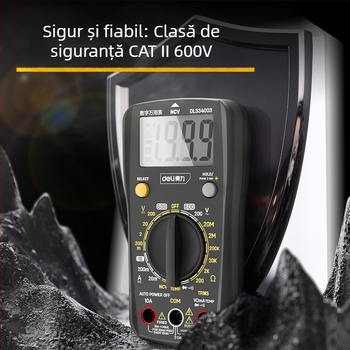 Deli DL334003 multimetru digital portabil (capacitatea electrică, frecvența, temperatura)