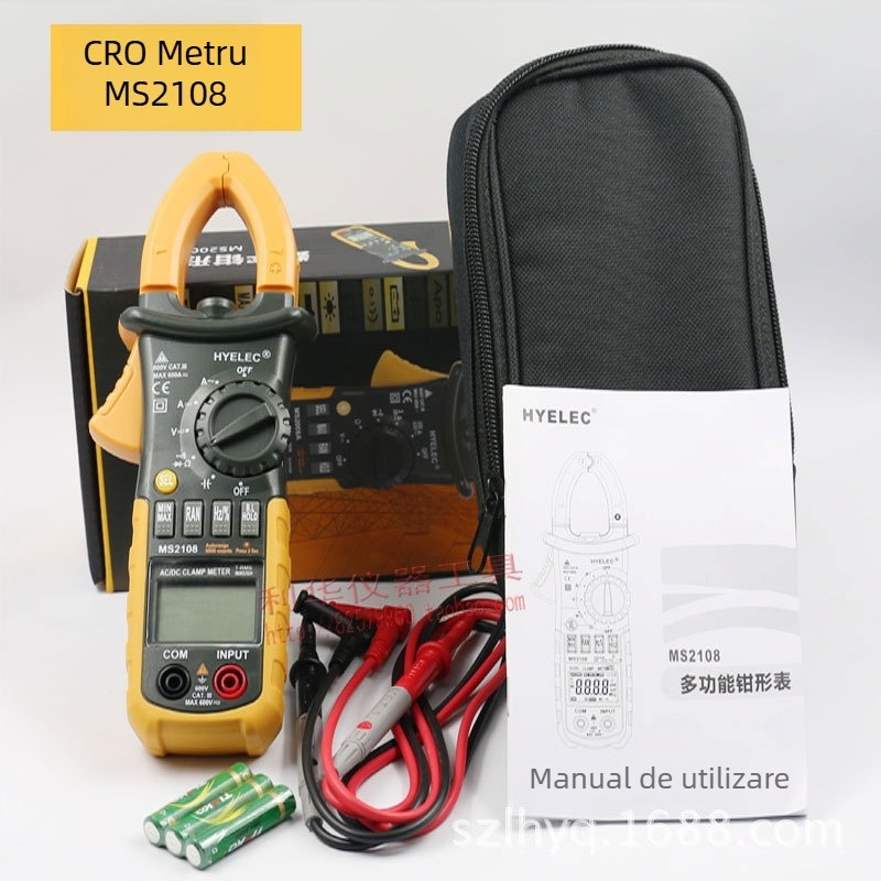 MS2108/MS2008A Clamp metru digital AC/DC cu interval automat, măsurare capacitate, temperatură și frecvență