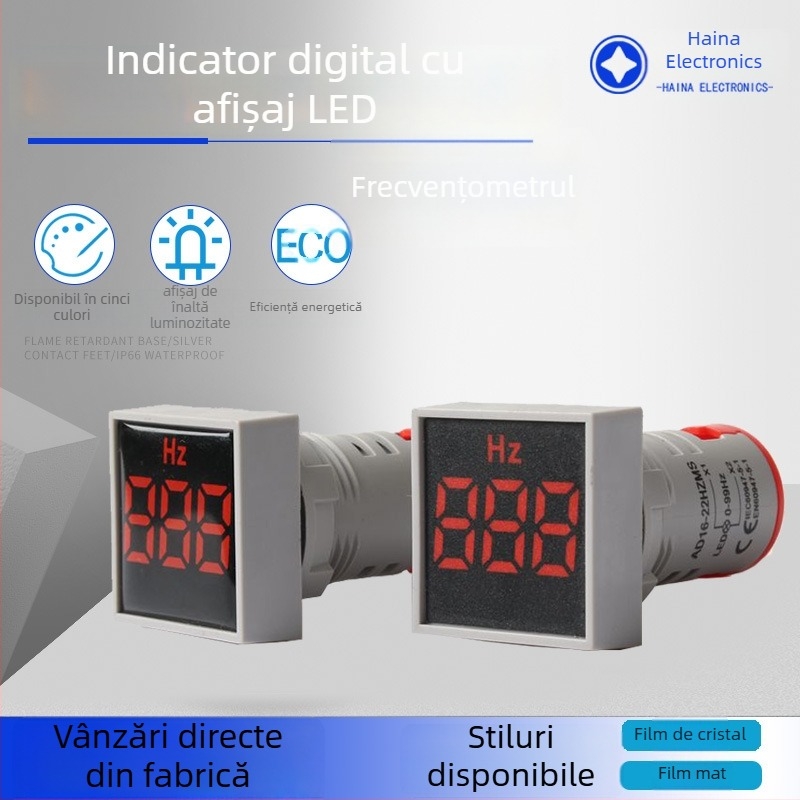 LED contor Hz cu afișaj digital AD16-22HZMS, indicator de frecvență AC, gamă de măsură 0-99 Hz, precizie ±2%, amplitudine semnal de intrare 20-500