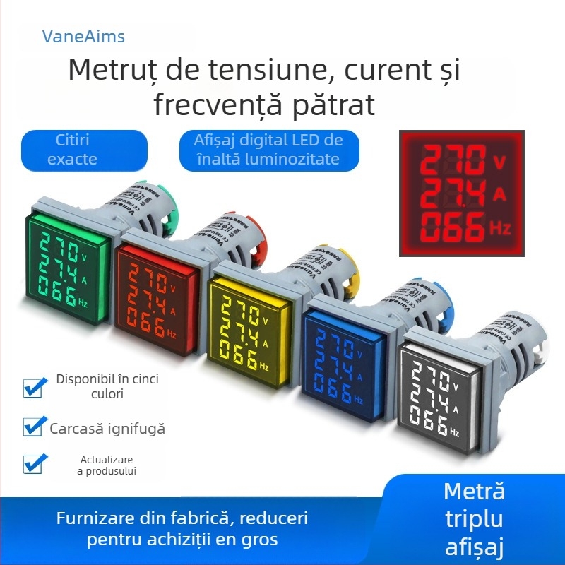 VaneAims FXB16-22FSVA Instrument digital de măsurare a tensiunii, AC24-500V intrare/ieșire, gamă 24-500V