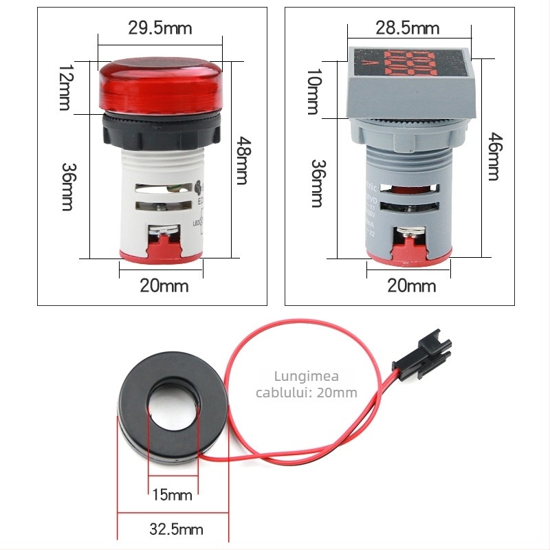 Multimetru AC/DC pentru tensiune, curent și frecvență – afișaj digital dual, design compact, intrare 24/220/380V, model ED16-22
