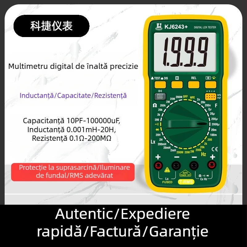 Multimetru digital LCR de înaltă precizie pentru capacitanță, inductanță, rezistență și frecvență — kit complet cu peste 6243 configurații oficiale