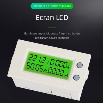 Dispozitiv digital pentru măsurarea tensiunii AV39 — CHKL monitor de energie pentru casă cu afișaj tensiune, curent, putere și frecvență (80-300V)
