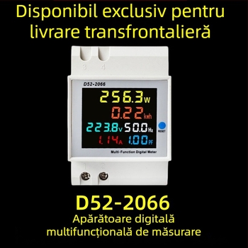 D52-2066 Măsurător digital multifuncțional de energie, monofazat, montat pe șină, măsoară tensiune, curent și factorul de putere, precizie 0,1, 100 A