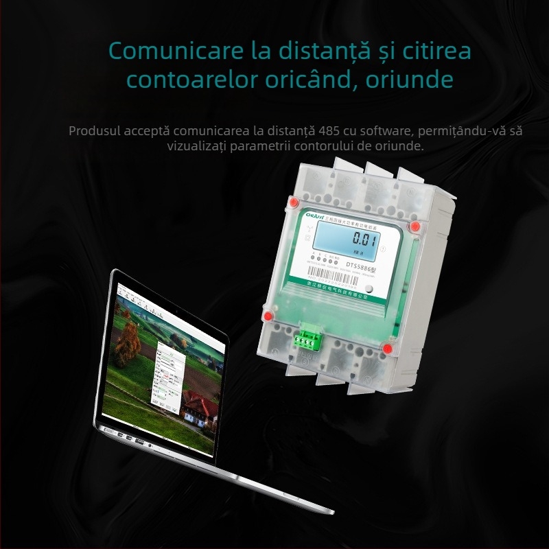 Contor trifazat cu patru conductori, 250 A, RS485, contor inteligent
