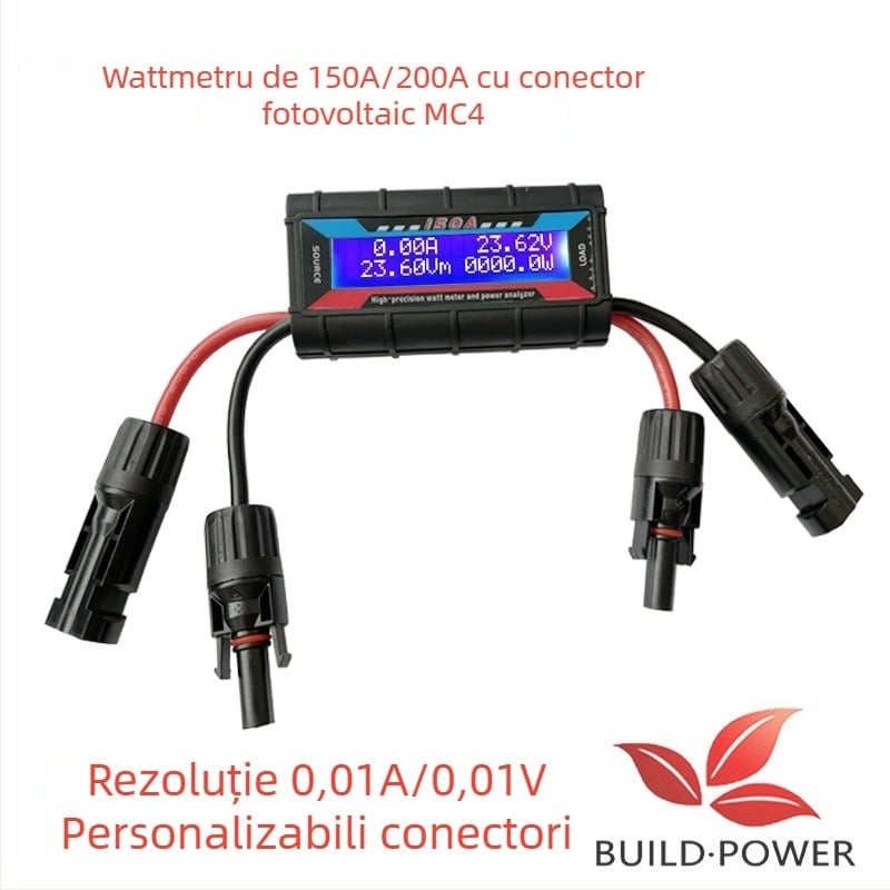 Tester de putere pentru panou solar și analizor de curent cu conector fotovoltaic, 150A