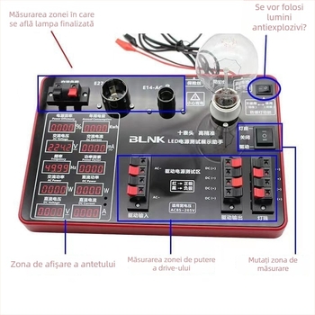 BLINKE tester de putere LED cu afișaj șapte canale și măsurător de curent și tensiune; cutie de testare cu 4/7/10 canale