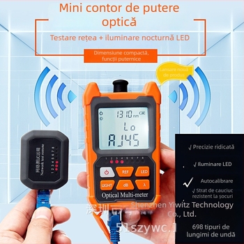 Dispozitiv portabil multifuncțional de măsurare a puterii optice, 70 dB, tester de fibră optică, cu lumină roșie, rază 5/15 km