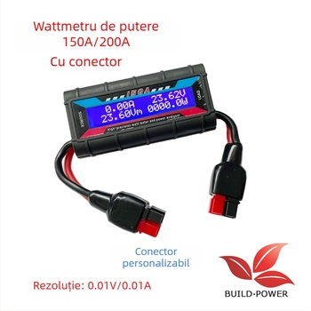 Analizator de putere 150A/200A, Măsurător de curent și putere, Wattmetru, Monitorizare consum baterie