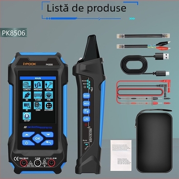 i-pook Testere multifuncțional pentru cabluri de rețea PK8506/PK8508/PK8509 – Măsurarea lungimii cablului, Putere optic, Test POE, Alimentare 5V