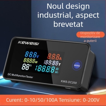 Keweisi DC măsurător digital de tensiune și curent cu afișaj color, tester de putere 0-200V 0-100A