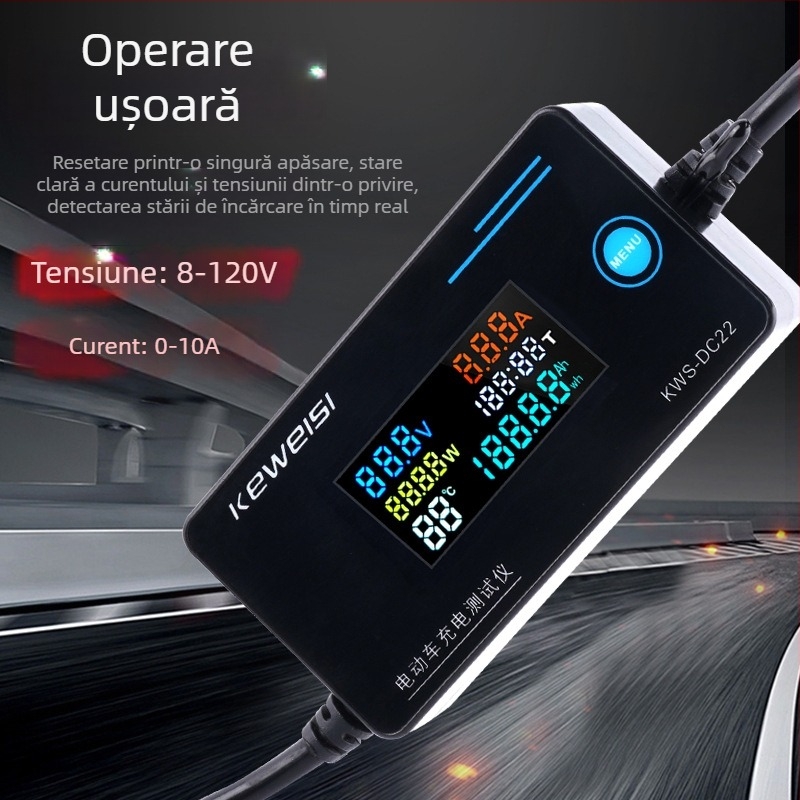 Keweisi DC măsurător digital de tensiune și curent cu afișaj color, tester de putere 0-200V 0-100A
