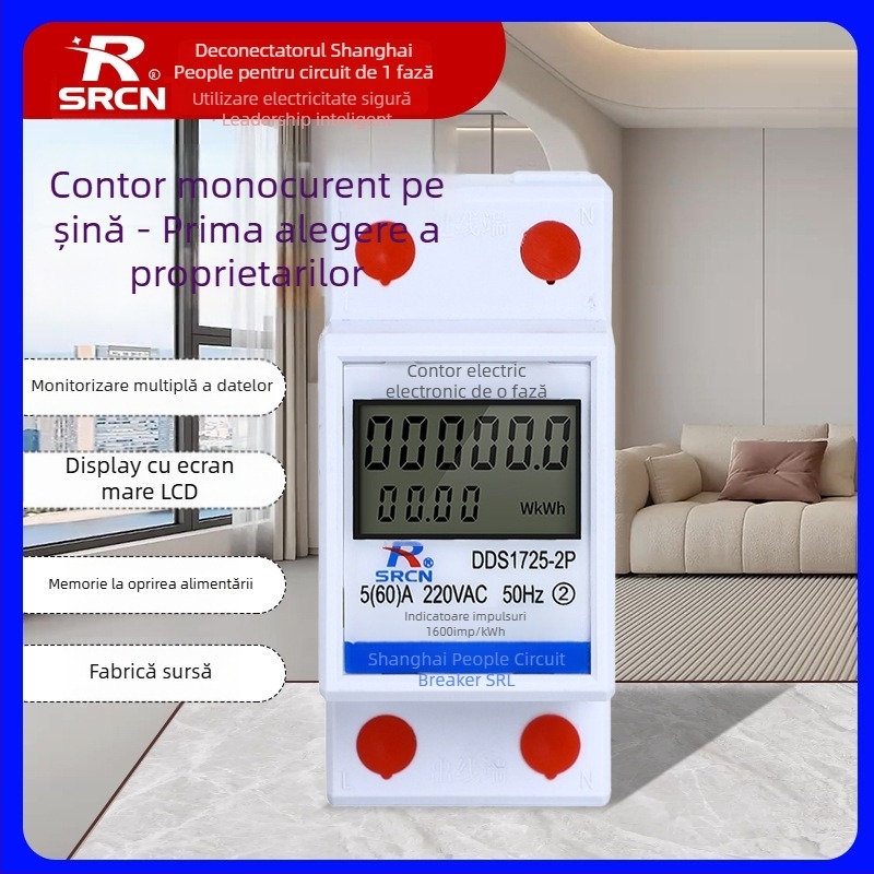 Măsurător inteligent de energie electrică pentru montaj pe șină DIN, monofazat, pentru locuințe închiriate (220V)