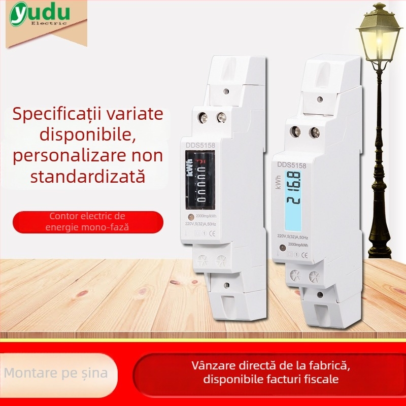 Contor electric montat pe șină DIN, 220V, monofazat, digital cu LCD