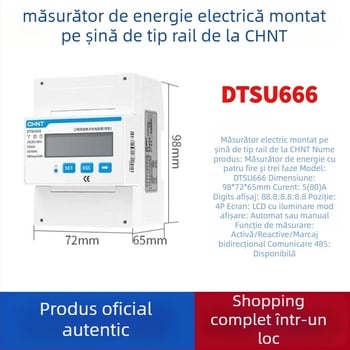 CHINT DTSU666 cititor de energie pentru șină DIN, trei faze patru fire, RS-485, tensiune de referință 80V