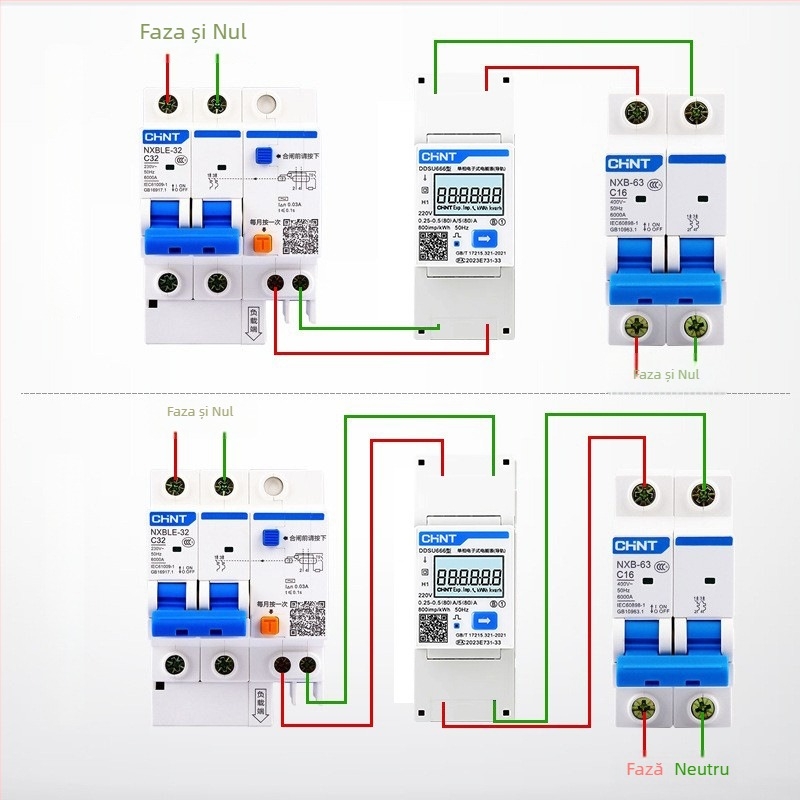 Chint DTSU666 contor de energie montat pe șină, trifazat, cu patru conductori, CT și RS-485, 380V