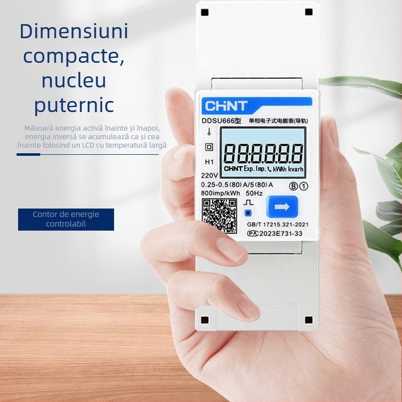 Chint DTSU666 contor de energie montat pe șină, trifazat, cu patru conductori, CT și RS-485, 380V