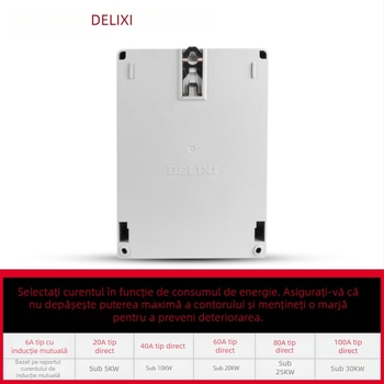 Delixi DTS606 Contor electric cu transformator, afișaj digital, 20A, 40A, 60A, 80A, 100A, Inteligent