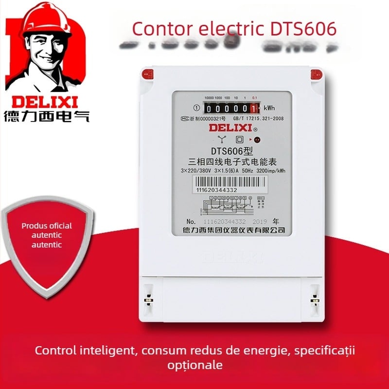 Delixi DTS606 Contor electric cu transformator, afișaj digital, 20A, 40A, 60A, 80A, 100A, Inteligent
