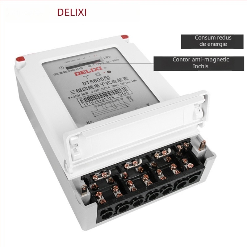 Delixi DTS606 Contor electric cu transformator, afișaj digital, 20A, 40A, 60A, 80A, 100A, Inteligent