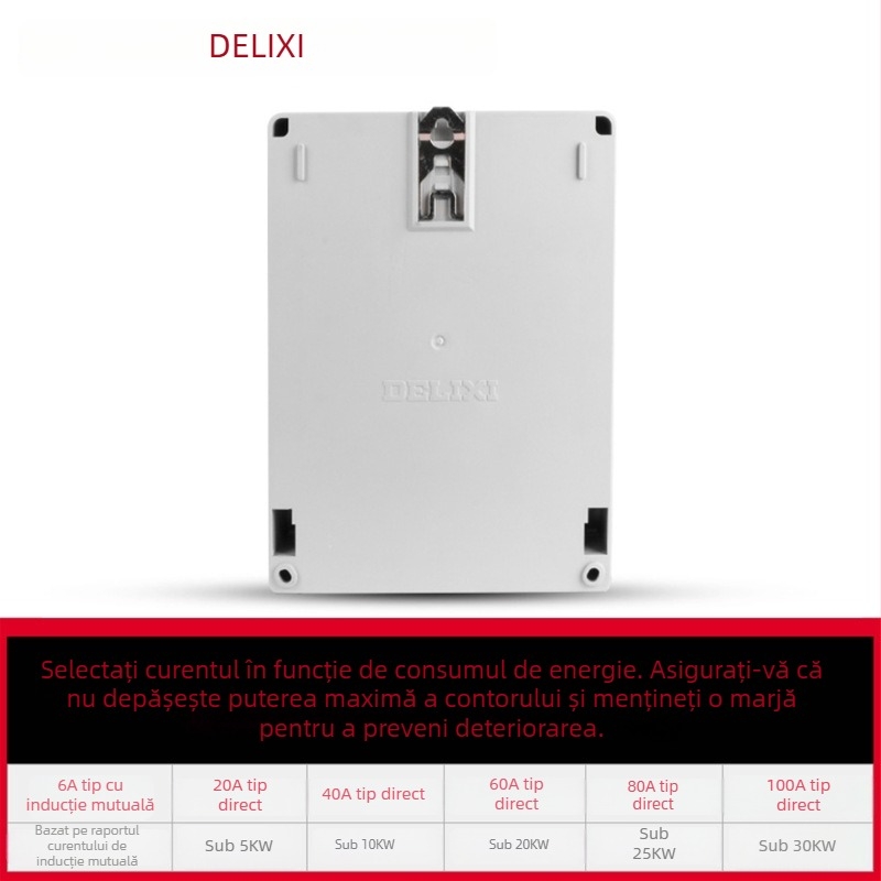 Delixi DTS606 Contor electric cu transformator, afișaj digital, 20A, 40A, 60A, 80A, 100A, Inteligent