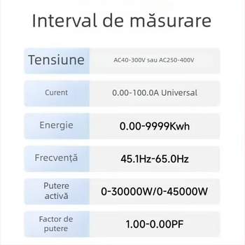 Contor electric inteligent pentru uz casnic cu afișaj digital, model D52-2066, afișaj putere