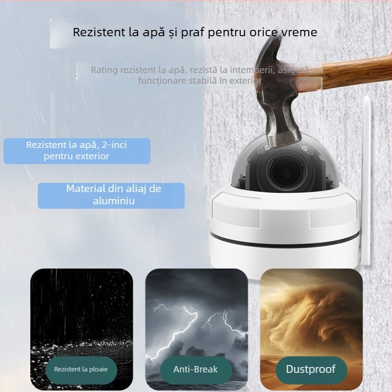 Cameră rezistentă la explozii, cu zoom 5x, carcasă hemisferică din aluminiu – exterior, senzor 1/2.7 inch, 0.002 lux, -40 la 40°C, 12V