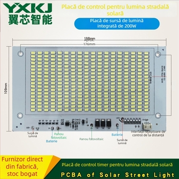 Placă sursă de lumină solară pentru iluminat stradal, lumină albă, putere 25-200W, tensiune 3,2-3,7V, autonomie 6-12 ore, durată de viață 10000h, model YX-4125